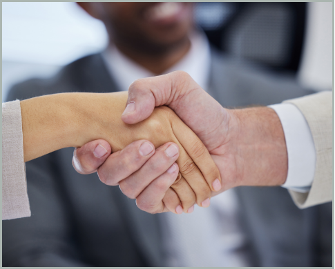 Professionals shaking hands during a business agreement