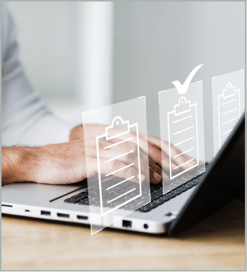 Professional reviewing digital information for quality control