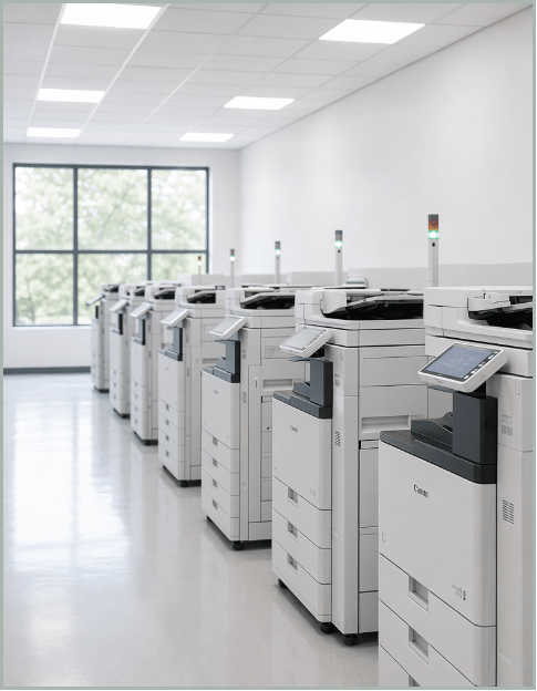 High-volume office photocopiers in a document production facility