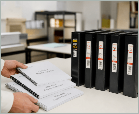 Legal binder and documents prepared for trial production