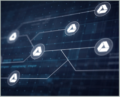 Digital cloud network graphic representing connected document infrastructure